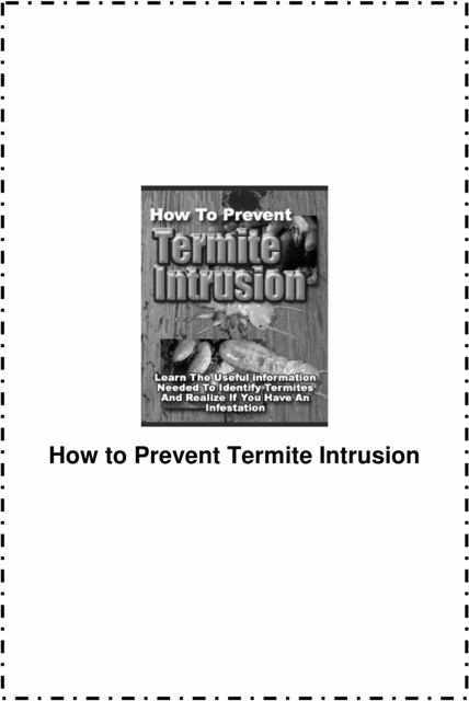 Product picture How to Prevent Termite Intrusion